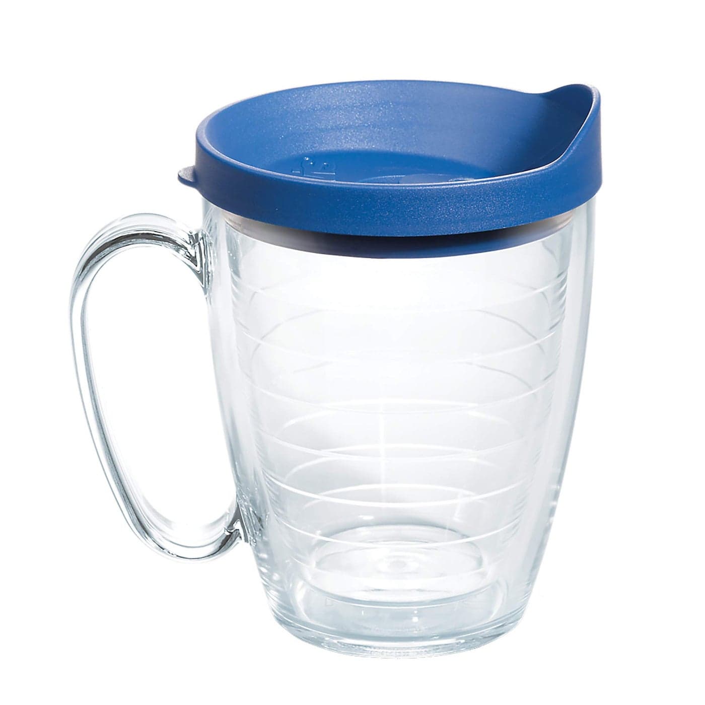 Tervis Clear Colorful Lidded Made in USA Double Walled Insulated Tumbler Travel Cup Keeps Drinks Cold Hot 16oz Mug Blue Lid