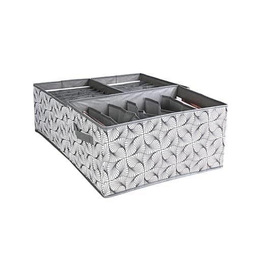 House of Quirk Set of 3 Wardrobe Clothes Organizer for Folded Clothes with Handle, Closet Drawer Organizers for Jeans Pants T-shirt Sweater Kids Clothes (6+7+9 Grids, Grey Mystery), Non-Woven