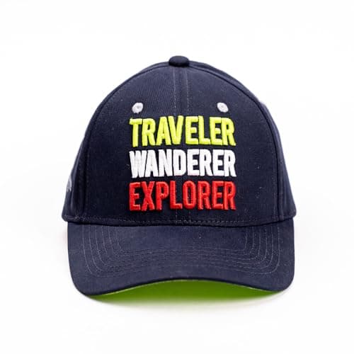 WANDERLOOMS Unisex Cotton Nomad Odyssey Baseball Navy Blue Cap Stylish | Adjustable Strip Caps | Quick Dry Cap