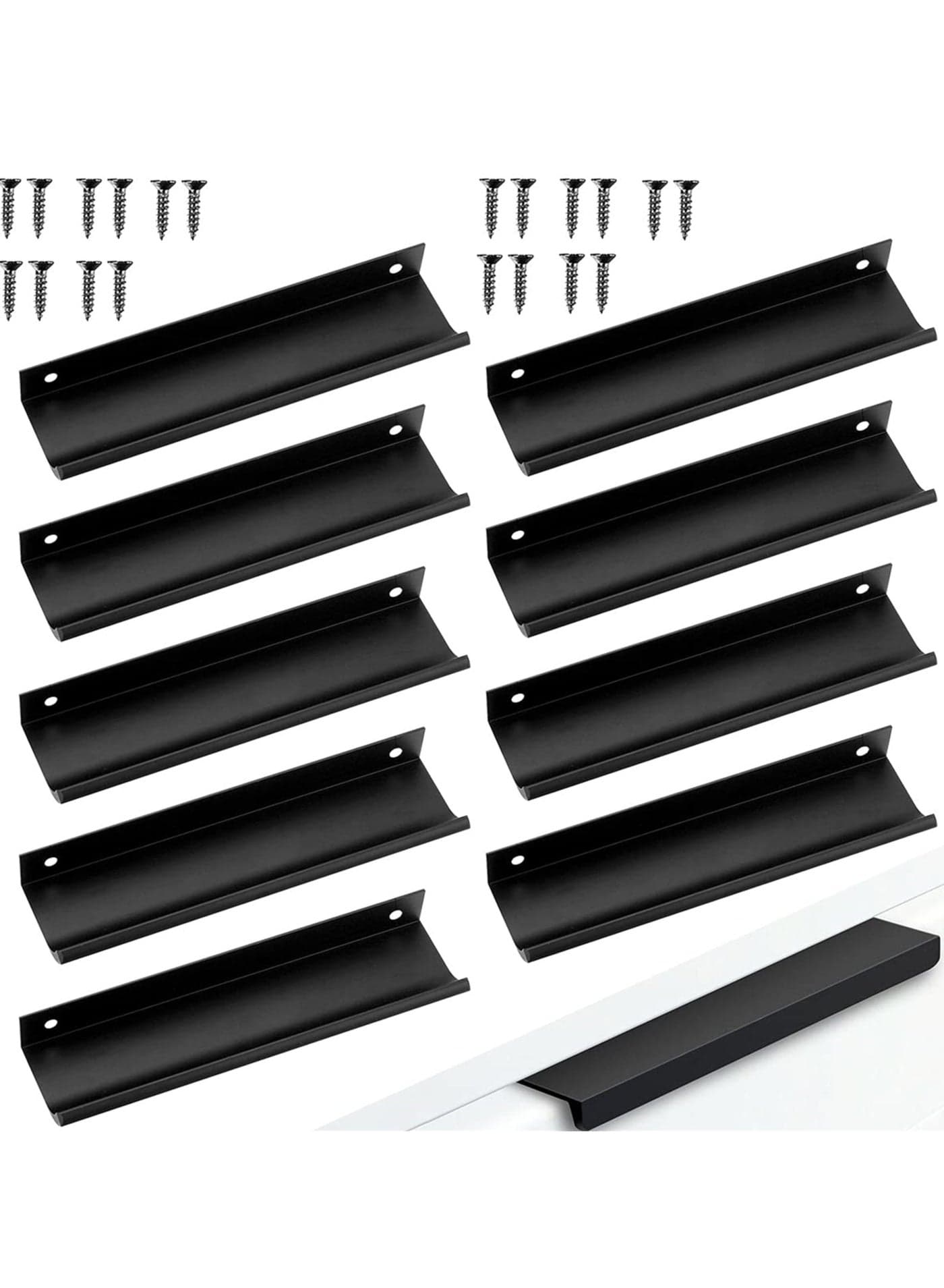 Stylish 80mm Aluminum Alloy Hidden Cabinet Handles, Perfect for Furniture and Doors, 10PCS Set