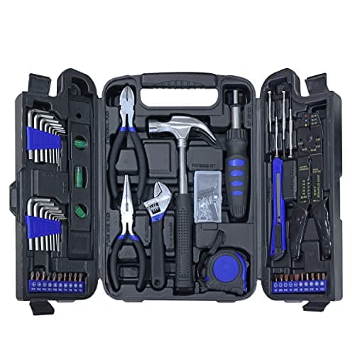 Torin 129 Piece Tool Set Household Repair Tool Kit with Plastic ToolBox S2 tool steel adjustable wrench driver handle Wire Striper measuring tape screwdriver bits screwdrivers Setetc APK129TSM