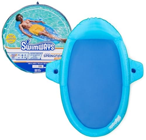 SwimWays Spring Float Premium SunCatcher Pool Lounge Chair with HyperFlate Valve Blue