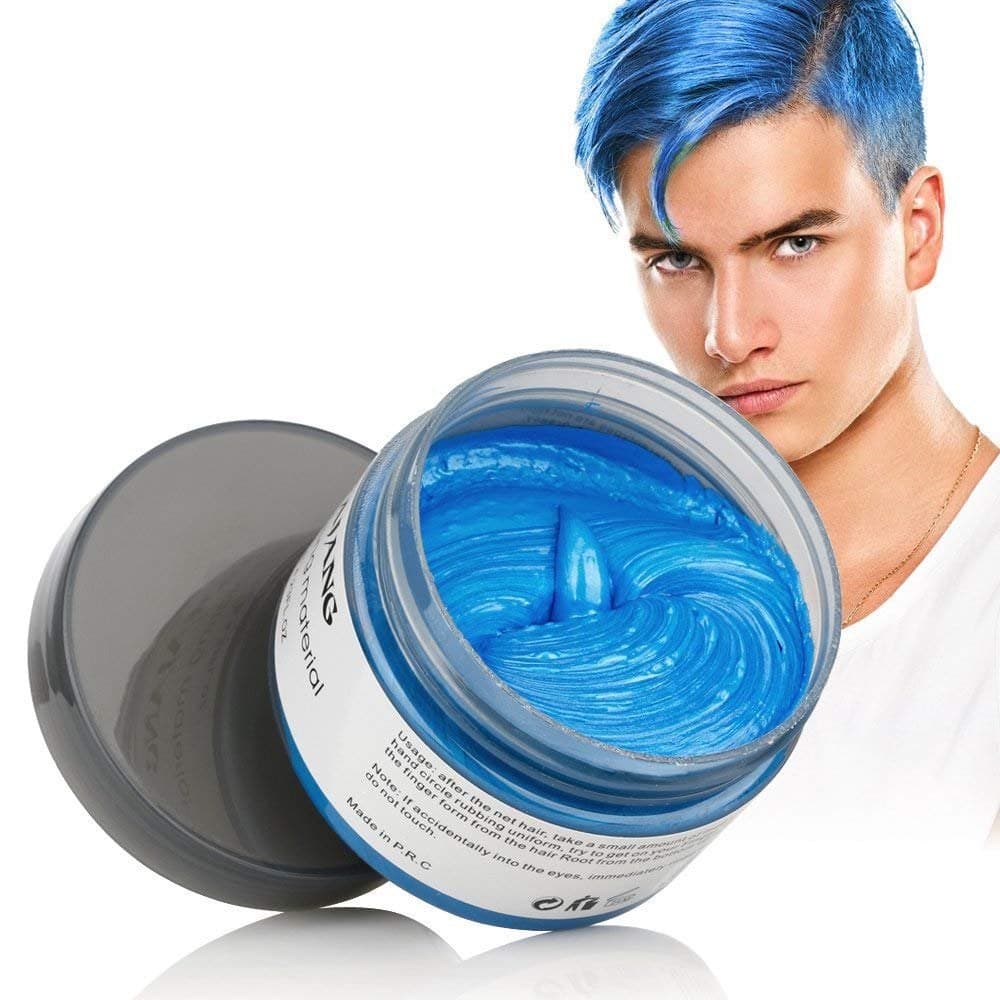 BeeShine Hair Coloring Wax Blue Disposable Instant Matte Hairstyle Mud Cream Hair Pomades for Kids Men Women to Cosplay Nightclub Masquerade Transformation