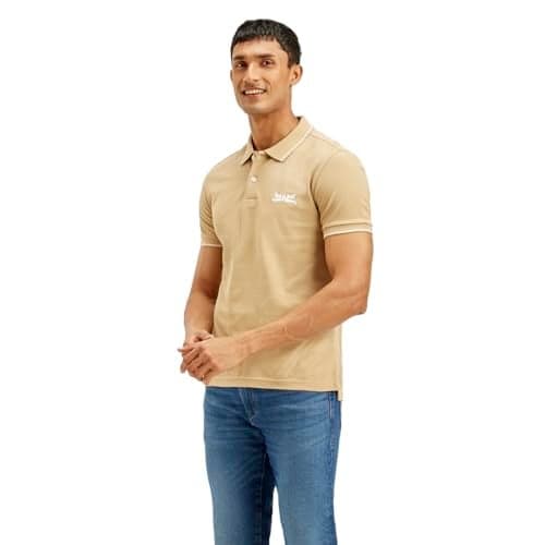 Levi's Men's Solid Slim Fit Polo T-Shirt Beige