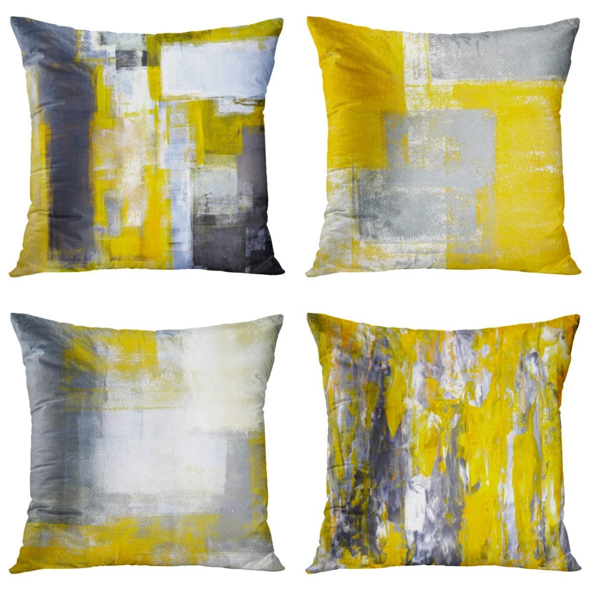 Britimes Throw Pillow Covers Home Decor Set of 4 Pillow Cases Decorative 18 x 18 Inches Outdoor Cushion Couch Sofa Pillowcases Grey and Yellow