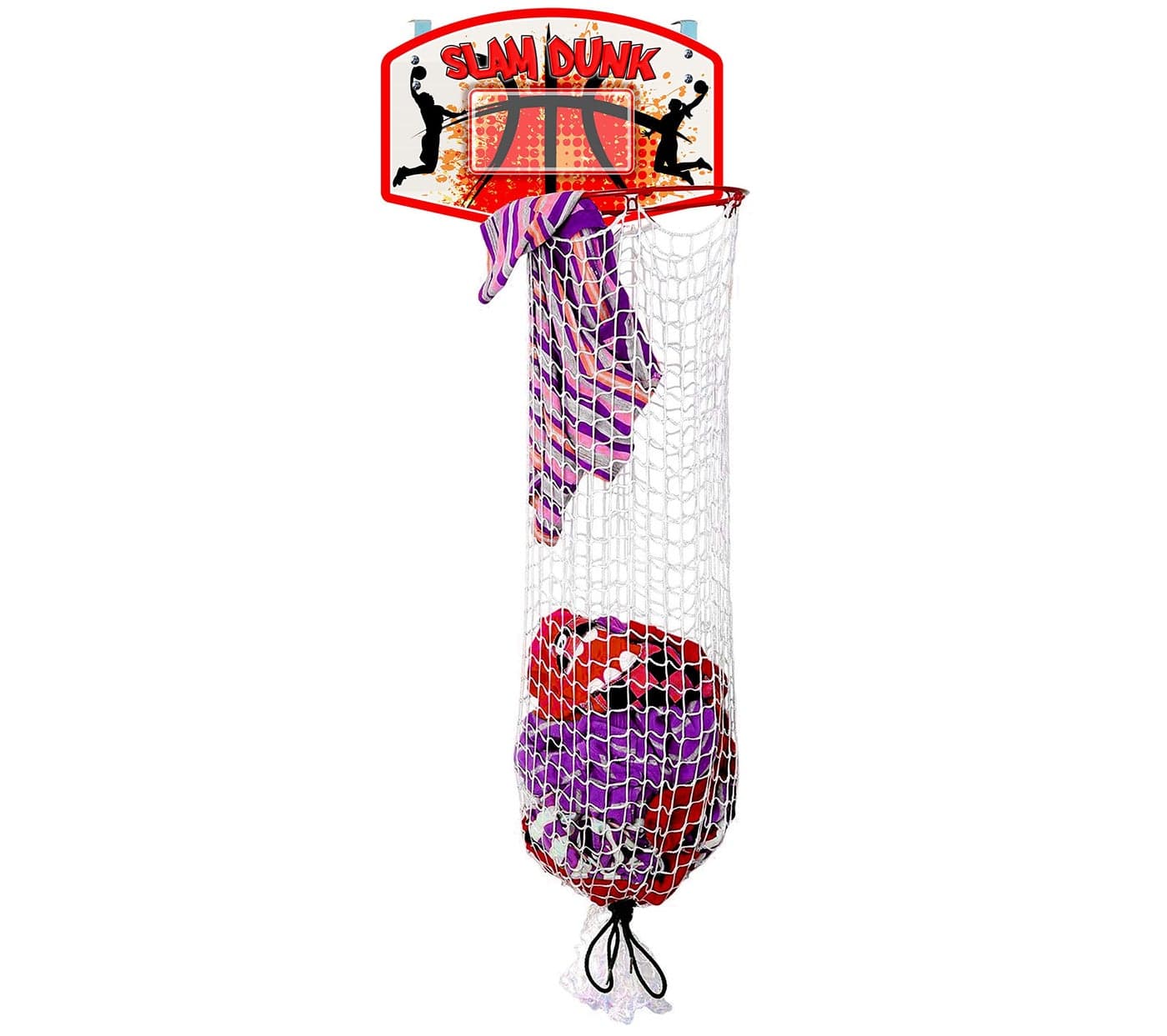 Bundaloo Basketball Laundry Hamper – Over-the-Door Hanging Hoop for Kids, Boys Bedroom Room Decor, 2-in-1 Laundry Bag & Hoop