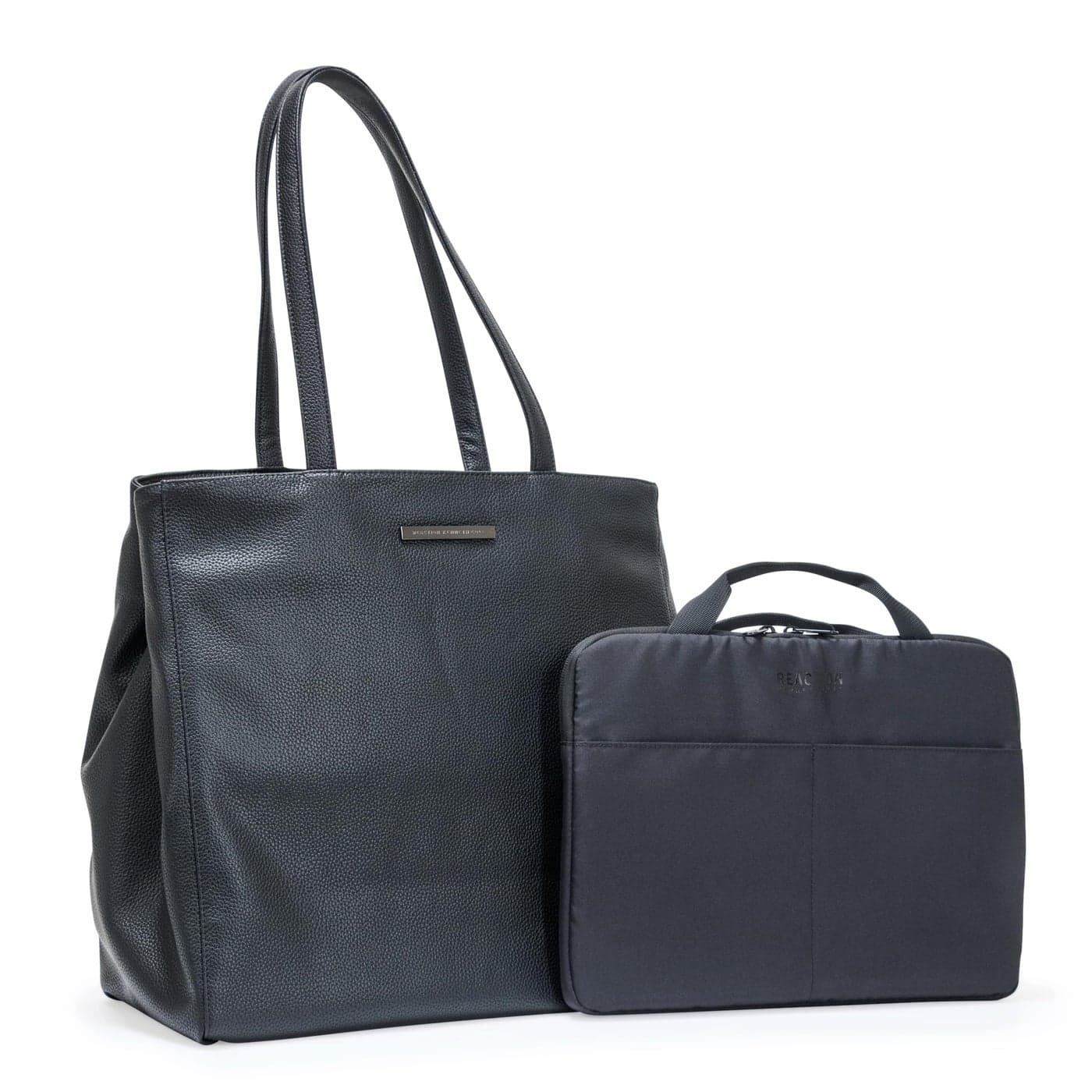 Kenneth Cole REACTION Marley Womens Pebble Vegan Leather 16 Laptop Tote with Removeable 14 Laptop Sleeve Black