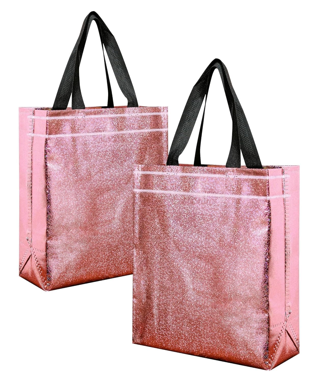 little PANDA Return Gift Bags Shopping Bag with Handle Carry Bag for Wedding Gifts Reusable Tote Bag Grocery Bags Solid Rosegold