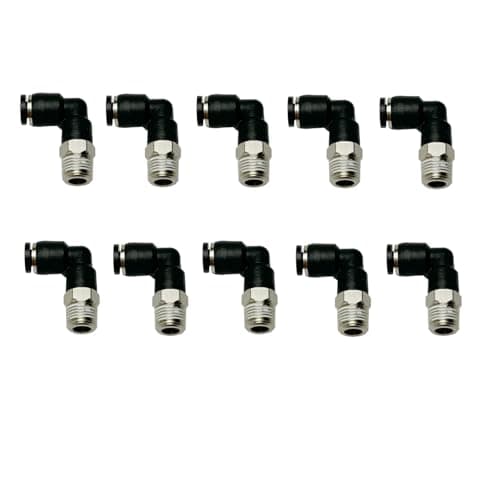 VETLEY Pneumatic Elbow Push to Connect Fitting 18 Inch Tube OD x 18 NPT Male Thread90 Degree Elbow Pneumatic Tube Connector PL18N1Pack of 10