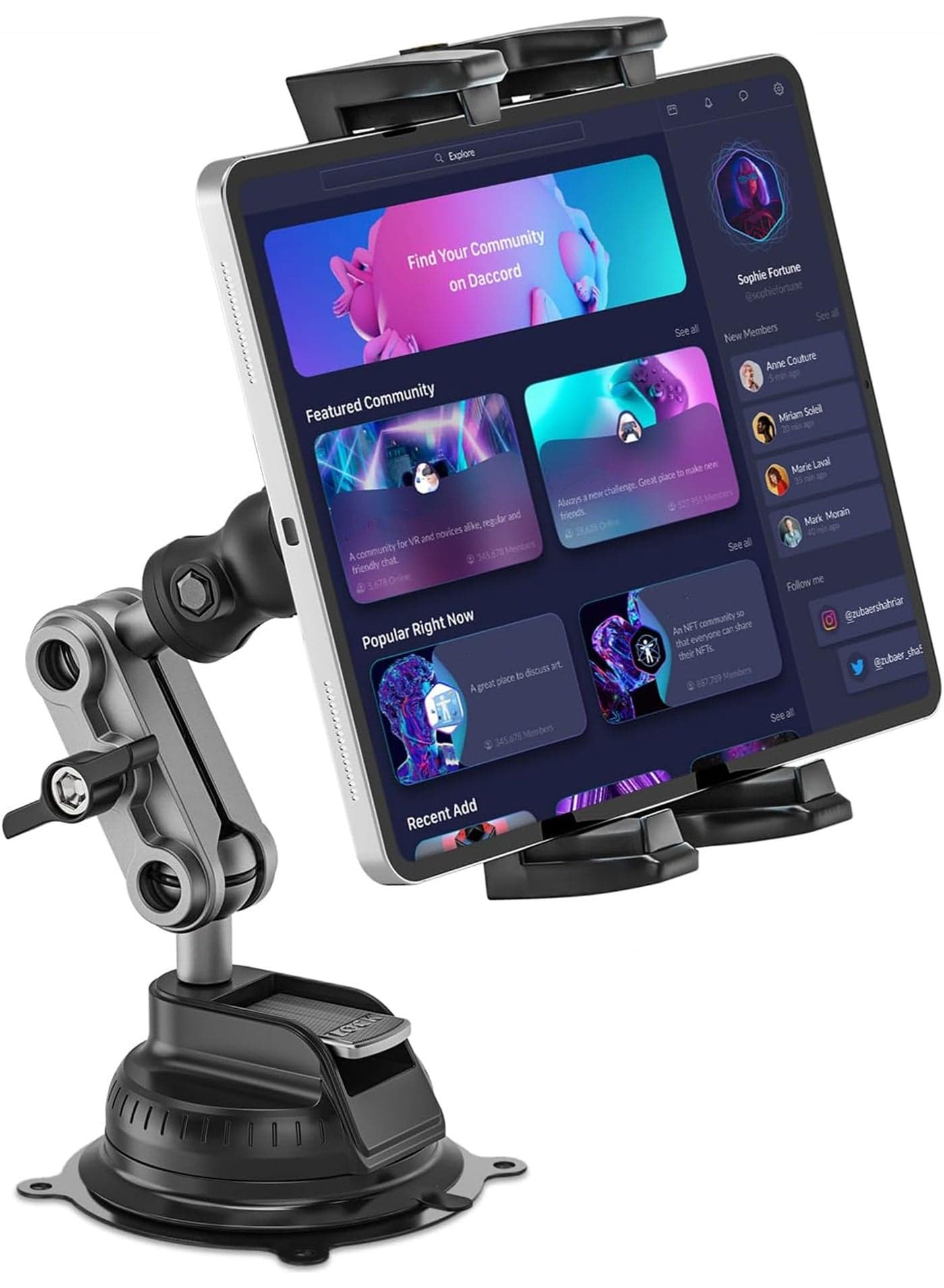 Car Tablet Holder Heavy Duty Super Suction Cup/Adhesive Base iPad Stand for Dash Windshield Wall Vehicle Desk, 360° Bracket for 4.7-12.9" iPad Pro/Air/Mini/Galaxy