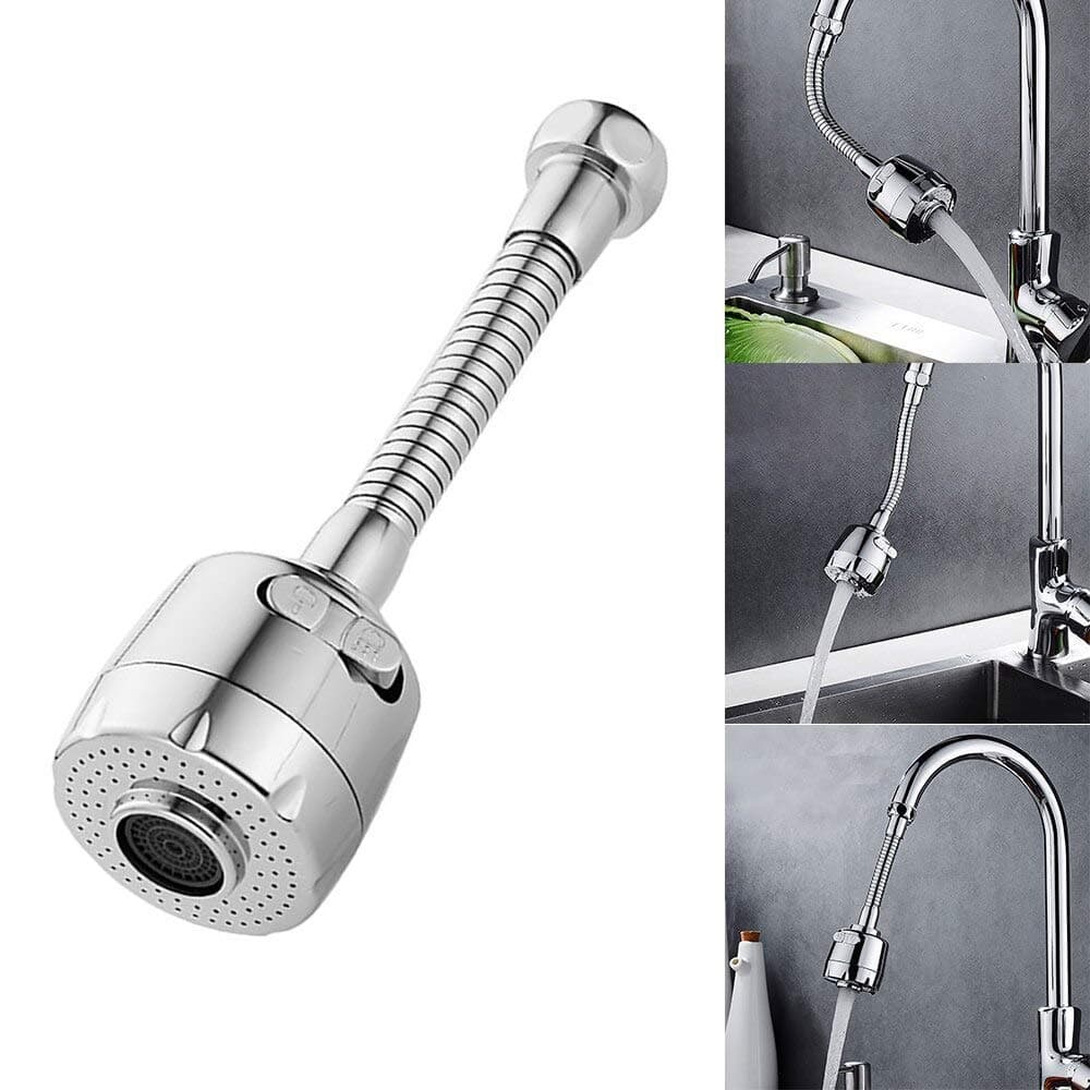 KREZON Stainless Steel 360 Degree Rotation Bubble Saving Water Faucettap Filter Shower Head Nozzle Adapter Silver Chrome Finish1 PC