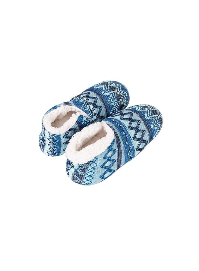 Winter Print Soft-Soled Slipper Socks Sky Blue