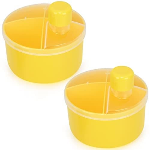 Accmor Formula Dispenser On The Go NonSpill Rotating FourCompartment Formula Container To Go Milk Powder Snack Storage Container for Infant Toddler Travel Outdoor Yellow 2 Pack