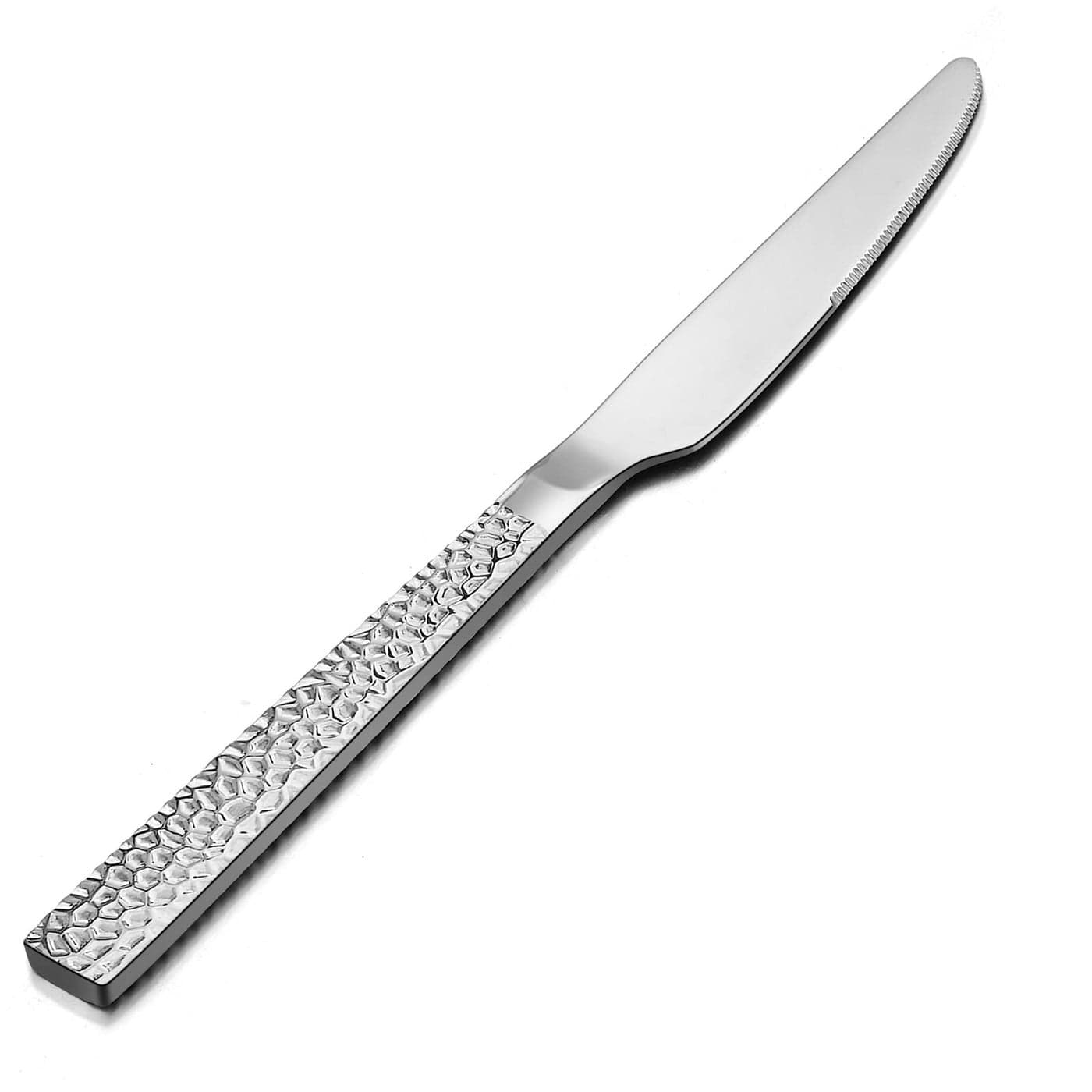Efar Hammered Dinner Knives Set of 12 89 Inch Stainless Steel Serrated Steak Butter Knife for Home Kitchen Restaurant Modern Design Square Edge Mirror Finish Dishwasher Safe