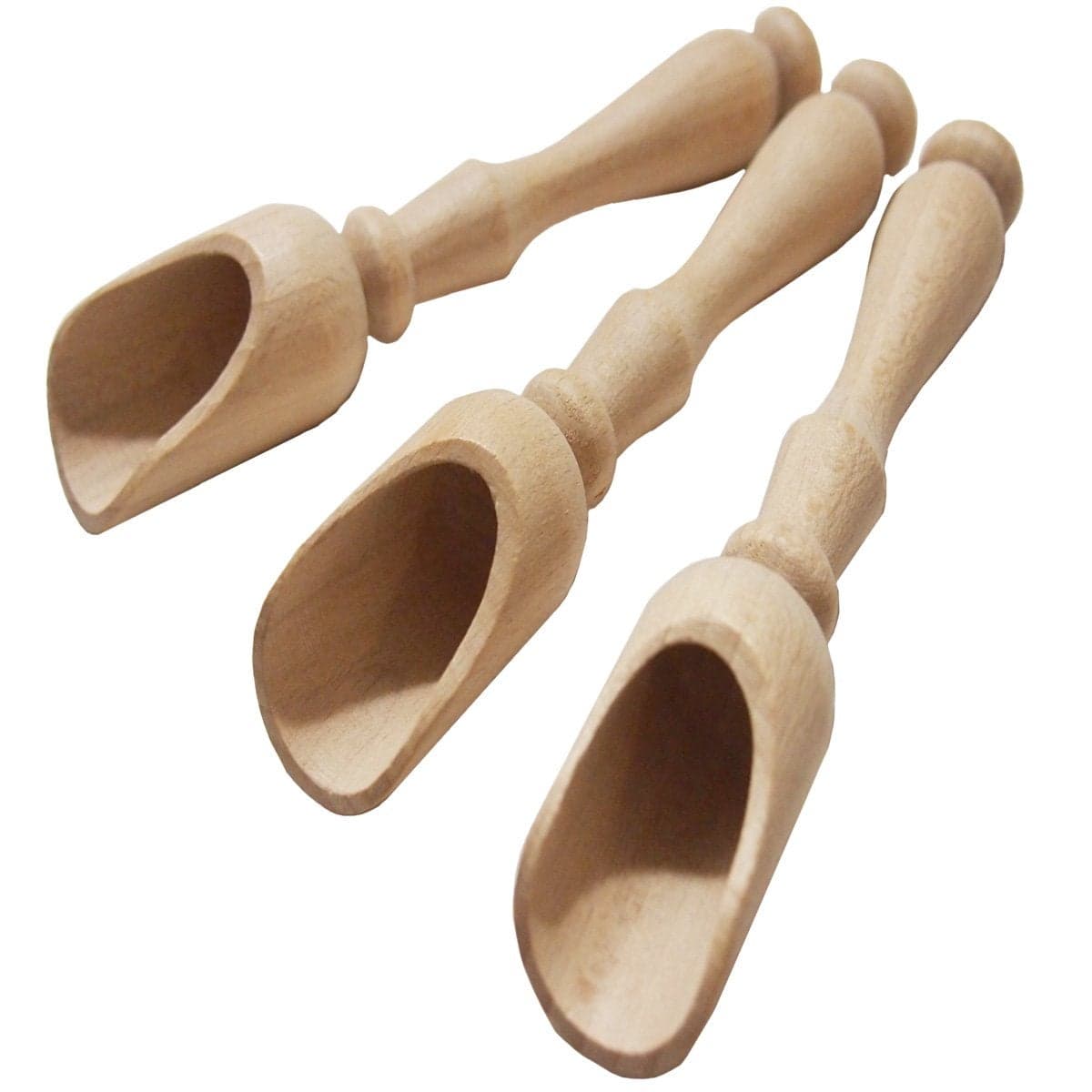 EFO Wooden Scoop 14cm 3Pack Mini Wooden Scoops for Spices Tea Salt Rice Versatile Measuring Spoon for Kitchen and Bathroom use Handcrafted Natural Finish Utensil for Dry Goods Buchenholz