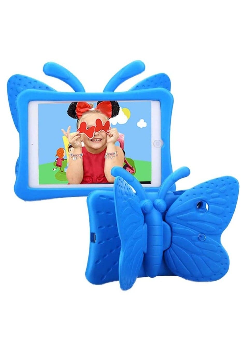 iPad Mini Case for Kids, Cute Butterfly Wing Double as Stand Light Weight Kid-proof Durable EVA Foam Protective Tablet Bumper Cover for Apple iPad mini 1/2/3/4 - Blue