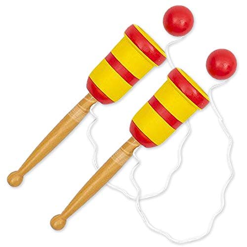 ArtCreativity Wooden Catch Ball Game Set of 2 Vintage Catch Toys for Kids Wood Design Indoor and Outdoor Games for Backyard Park and Beach Fun Best Gift Idea