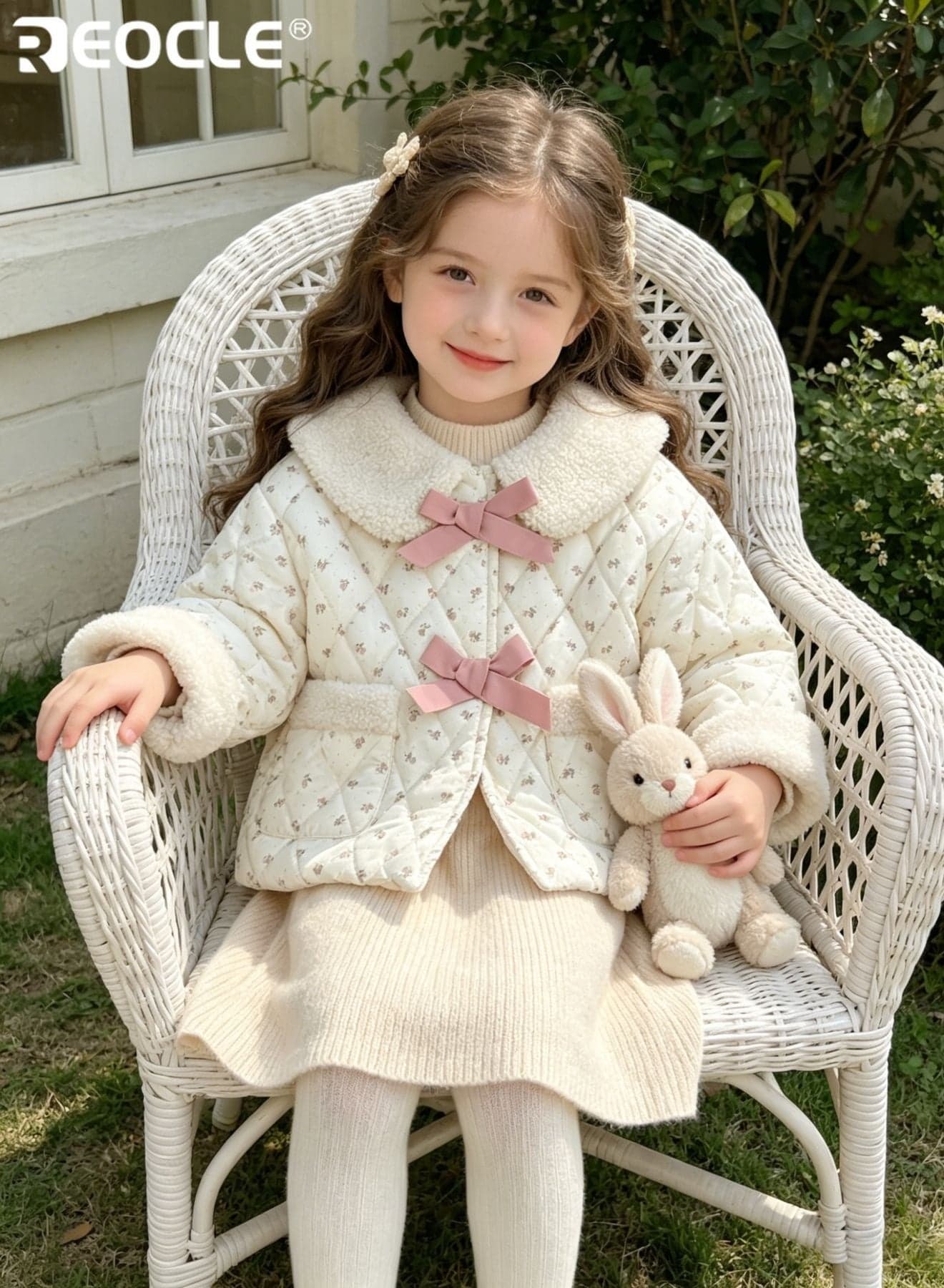Girl's Quilted Jacket with Plush Lining and Winter Warmth Design Insulated Coat with Soft Padding for Cold Weather Protection