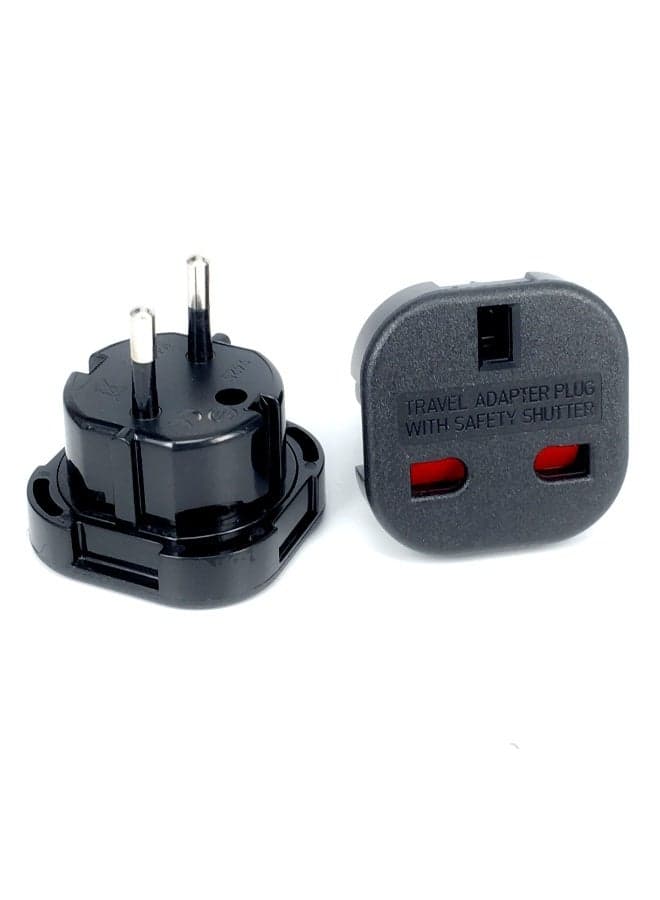 2Pcs EU Travel Plug Adapter, UK 3 PIN to European 2 PIN Plug Converter Type C, E, F for International Travelling