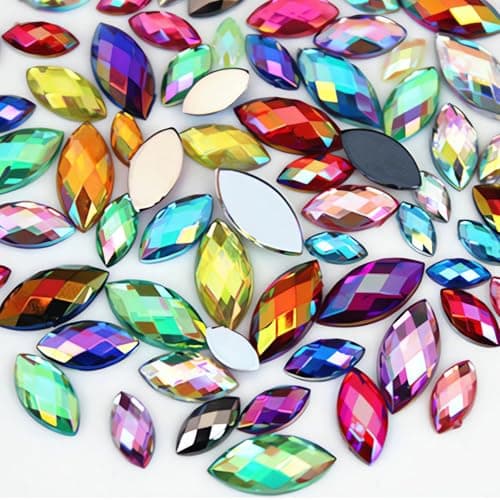 1000Pcs Crystal AB Horse Eye Rhinestones Glitter Gems Flatback Acrylic Gemstones Jewels Crafts DIY for Making Clothes Dress Shoes Bag Wedding Accessories00 Mixed Color AB