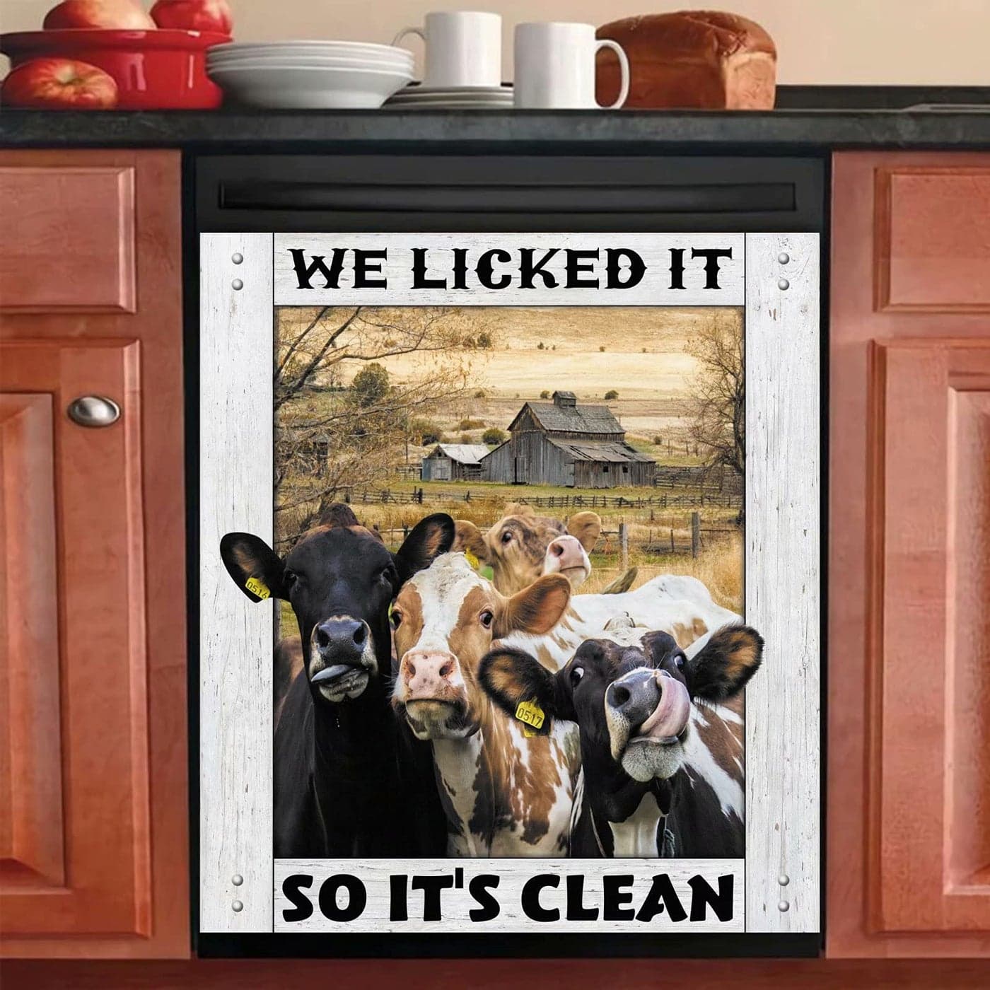 Homa Cow Magnet Dishwasher Cover Rural Farm Decor Refrigerator Magnets Decorative Funny Fridge Magnetic Kitchen Decal Vinyl Panel Decorative 23 inWx26 inH