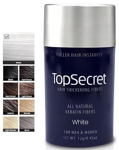 Top Secret Hair Thickening Building Fibers Refills Undetectable Natural Hair Filler for Men Women Instantly Fill In Fine Thinning Hair Weather Sweat Resistant White Regular