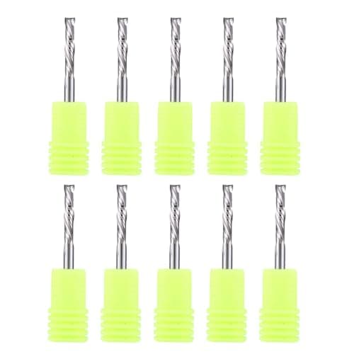 HOZLY Carbide Compression Router Bit Up&Down End Mills 1/8 inch Shank with 1/8 inch Cutter for CNC Mill Machine Wookwork 3D Profile Detail Engraver Carving Pack of 10