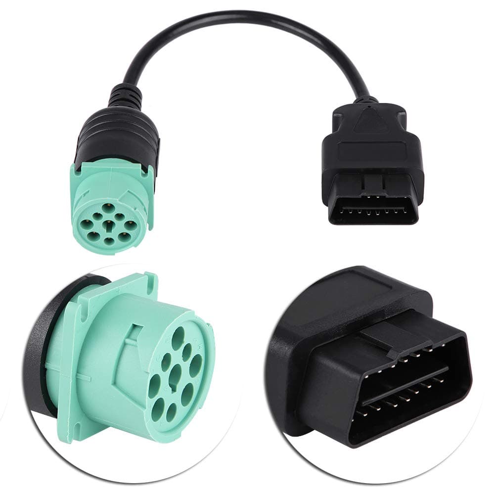 Ejoyous OBD2 9 Pin to 16 Pin Truck Diagnostic Scanner Cable Adapter OBDii Male to Female Connector Cord Diagnostic Scan Tool for Engine Male