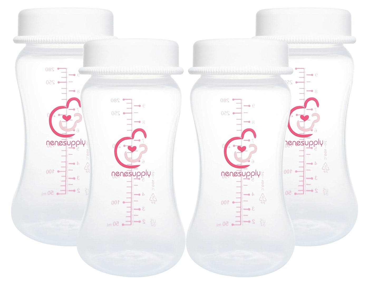 Nenesupply 9oz 4 Count Wide Neck Breast Pump Bottles Use as Bottles for Pumping with Spectra S1 Spectra S2 9 Plus Breast Pumps. Pump Bottles for Spectra Pump. Breastmilk Storage and Collection Bottles