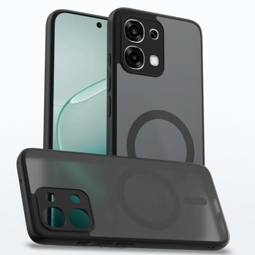 Outlouders Back Cover for Oppo F31 5G / Oppo F33 5G Compatible with Mag-Safe Smoke Back | Shockproof Design | Hard Transparent Back Case (Black Smoke Mag-Safe)