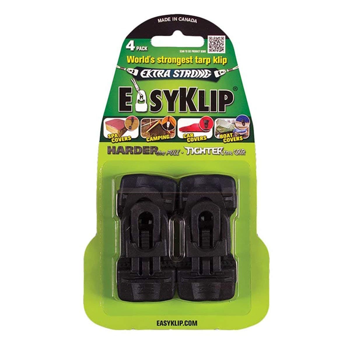 EasyKlip 4101 Midi Tarp Clip 4Pack Black