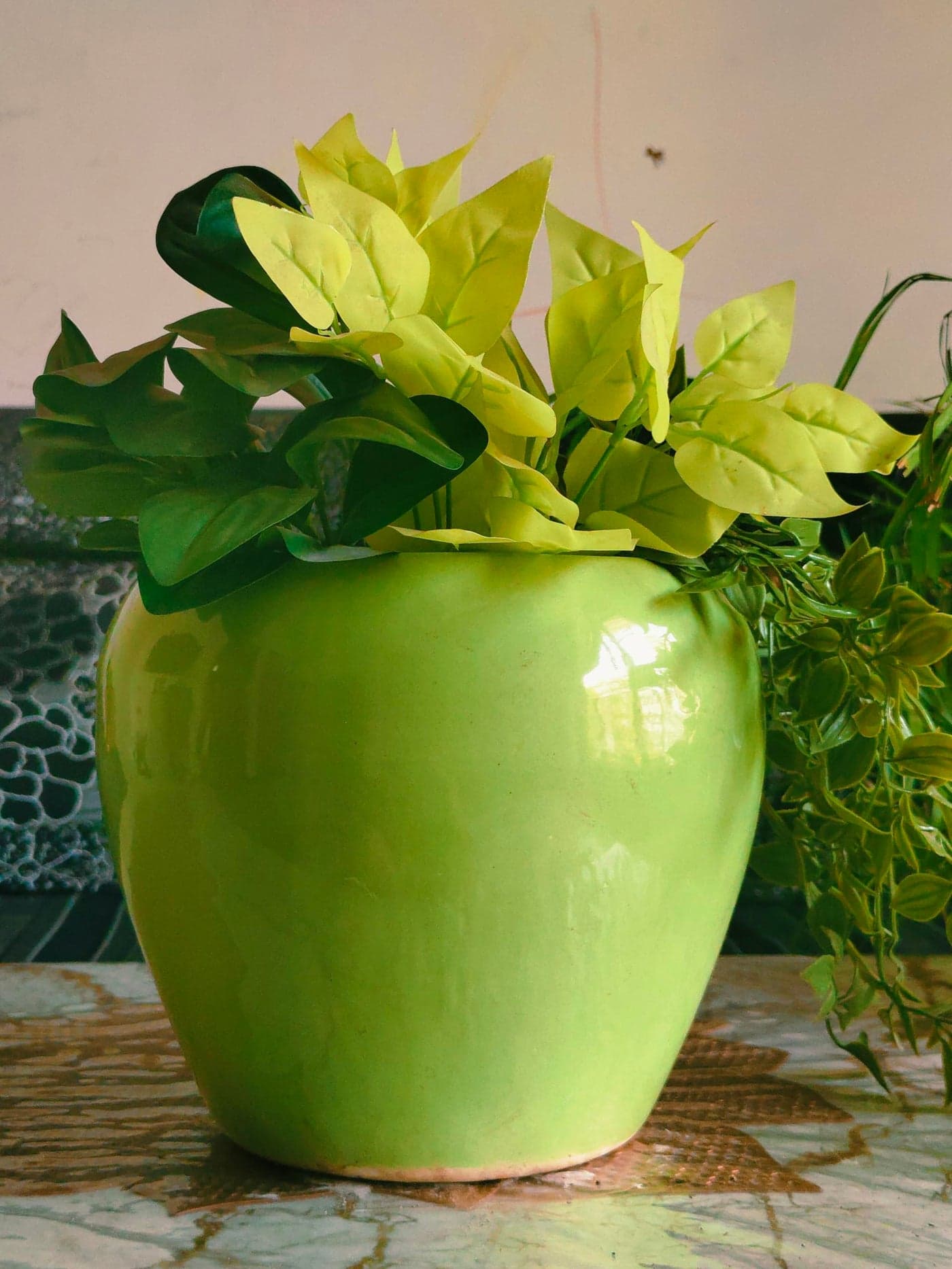 Niyara Stylish Ceramic Pots for Indoor Plants,Succulent,Outdoor,Balcony,Home,Garden,Office Size -Large 8 inches (Green)