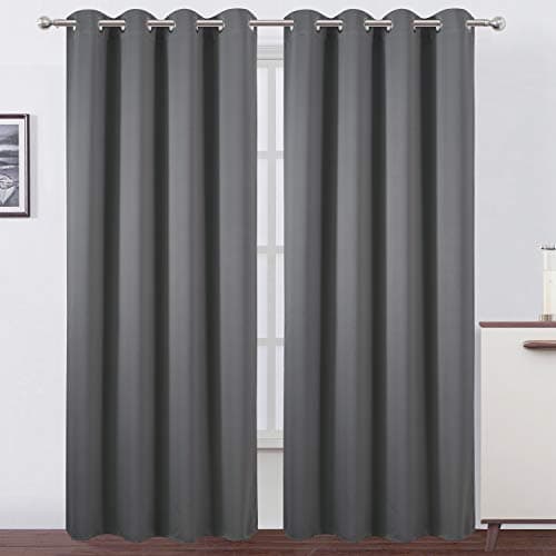 LEMOMO Grey Blackout Curtains52 x 84 InchSet of 2 Panels Thermal Insulated Room Darkening Curtains for Bedroom