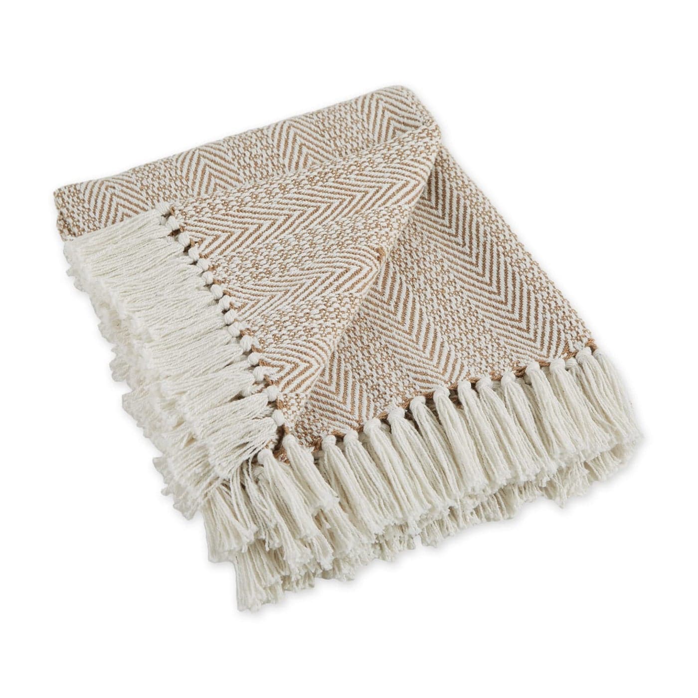 DII Herringbone Striped Collection Cotton Throw Blanket 50x60 Stone