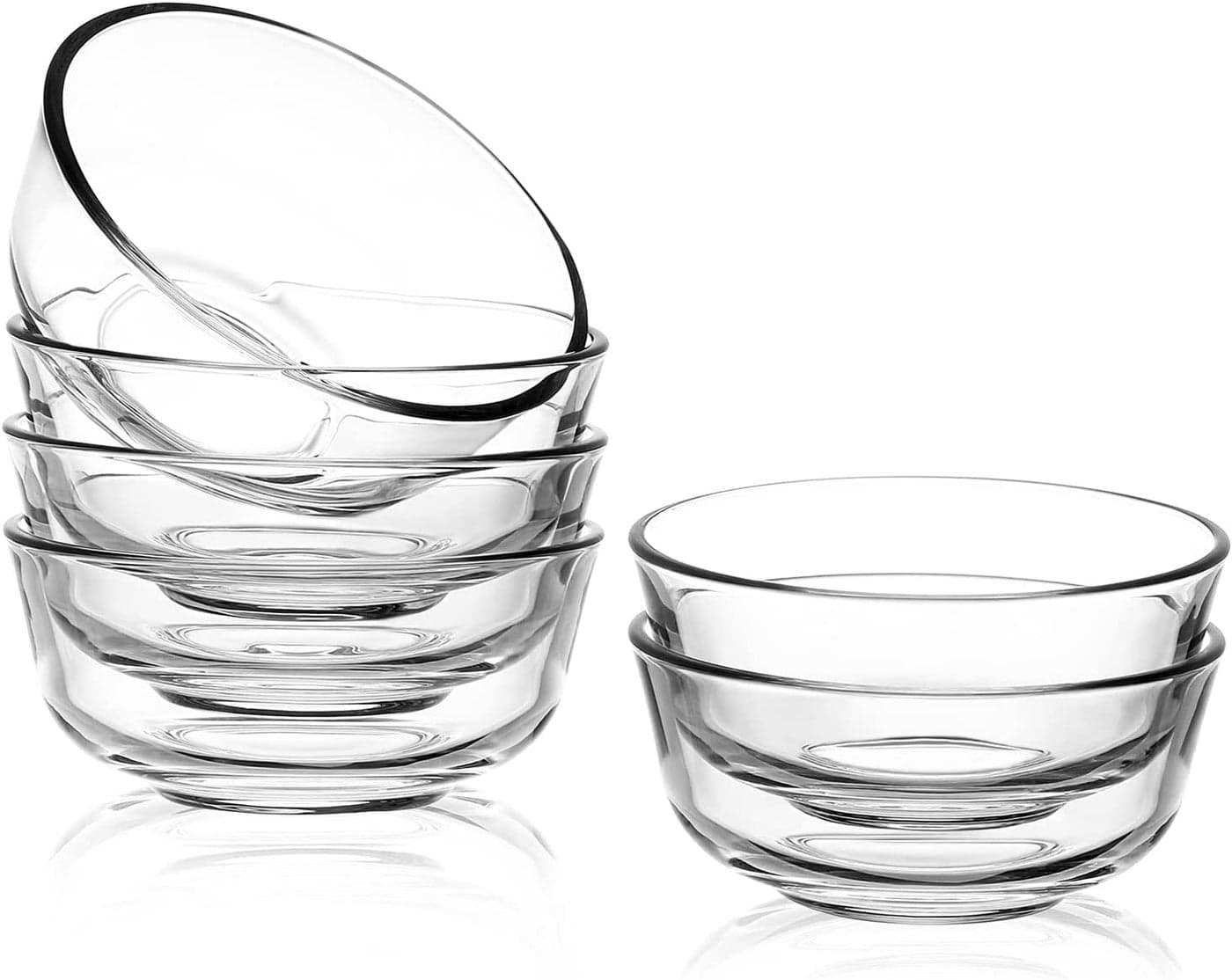 bellemax Glass Bowls for Kitchen Prep Dessert Dips and Candy Dishes Cake Snack Bowl Or Nut Bowls and Microwave Safe Clear Glass Bowls for Mixing Storing Inch Size 45 Inch Round 02