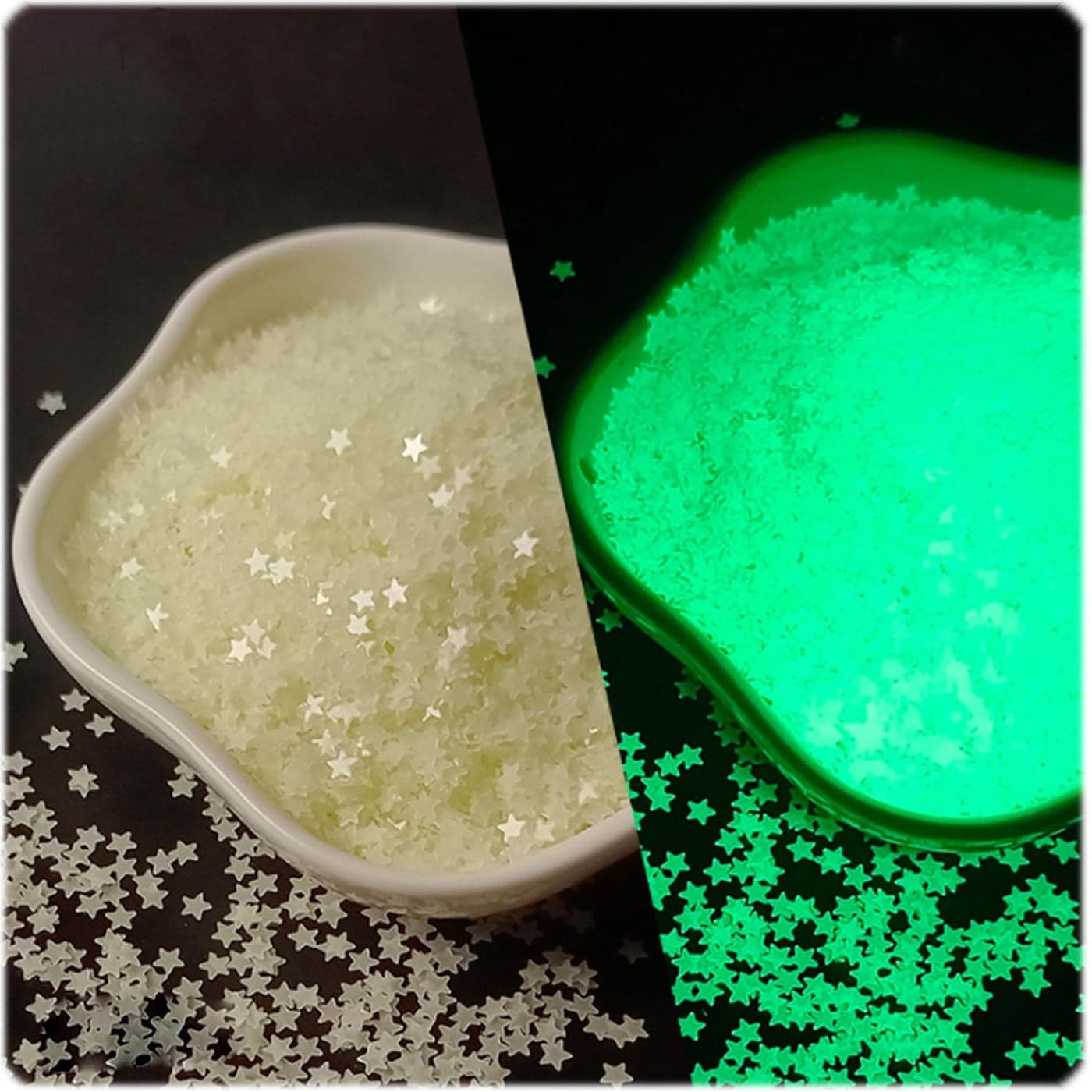 Glow in The Dark Tiny Stars Glitter3mm Flakes Luminous Sequins Holographic for Nail ArtSlime SuppliesResin CraftHolidays PartyHome Decoration 035oz Natural Color