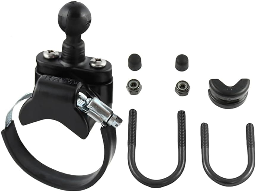 RAM MOUNTS Rail Base with Zinc Coated U-Bolt, ATV/UTV Strap & 1" Ball for Rails up to 3.15" in Diameter
