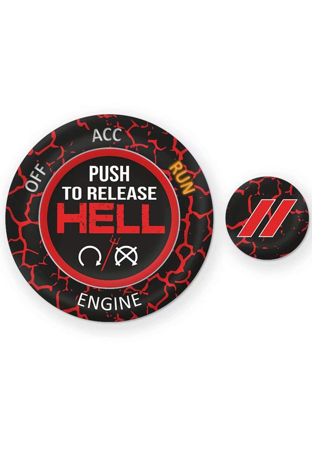 TOOLEPIC Push Start Button Cover for Dodge Challenger Charger Durango Accessories 2015-2025-Engine Start Stop Ignition Switch Kit Interior Accessory-Push to Release Hell Design Custom Fit Ruby Red