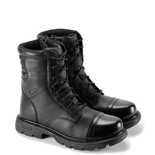 Thorogood GEN-Flex2 8” Side-Zip Black Tactical Boots for Men and Women - High-Shine Leather Heel & Toe with Goodyear Storm Welt and Slip-Resistant Outsole - 5 D(M) US