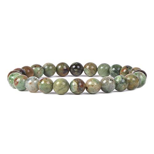 Justinstones Natural Green Opal Gemstone 8mm Round Beads Stretch Bracelet 7 Inch Unisex