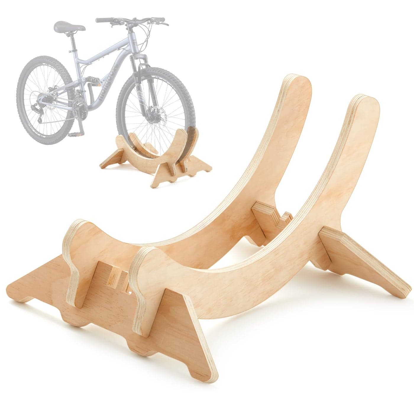 DoubleFill 1 Pack Wooden Stationary Bike Floor Stand Bicycle Indoor Storage 4 Adjustable Sizes Fit Commuter Mountain Road Gravel Bikes Etc Bike Wheel Wooden Display Stop Suitable for Home Solid