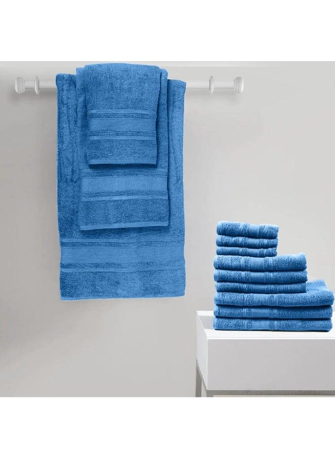 Home Castle (Blue) Premium Cotton Bath Towel (70 X 140 Cm-Set Of 1) Highly Absorbent, High Quality Bath Linen With Diamond Dobby 550 Gsm