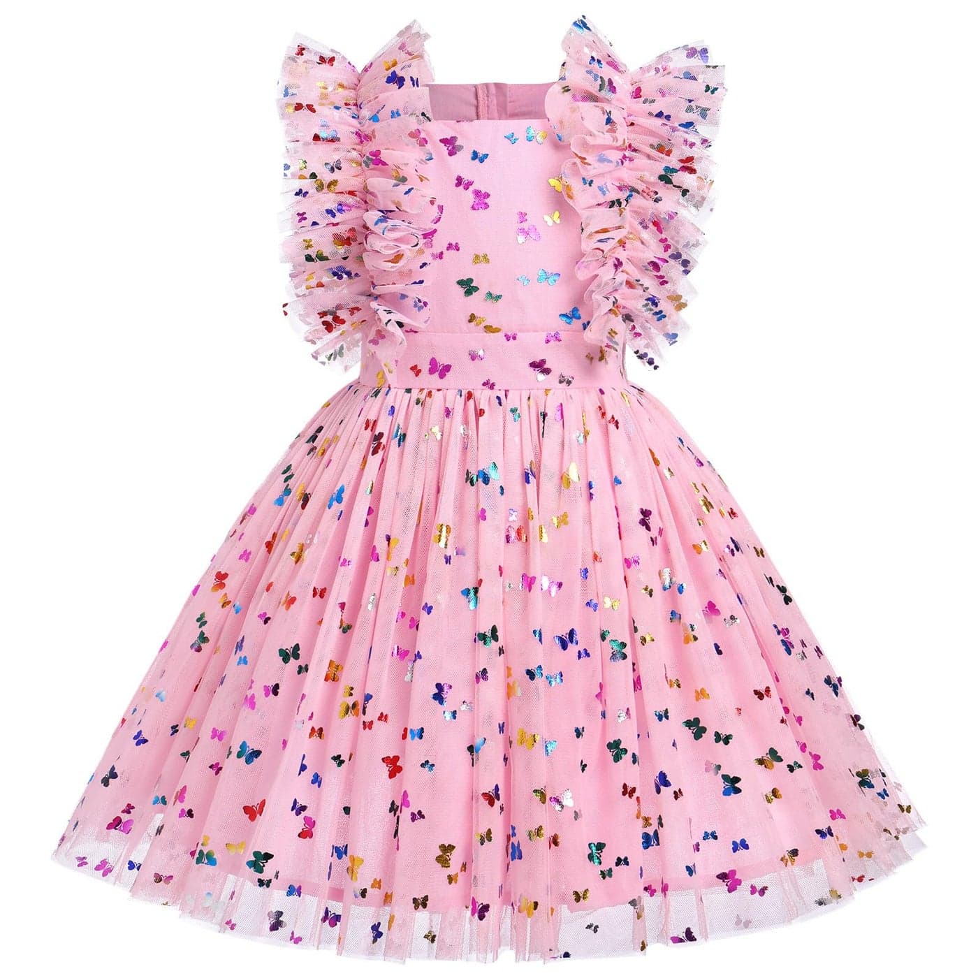 Toddler Girls 1st 2nd 3rd 4th 5th 6th 7th 8th 9th 10th Birthday Outfit Confetti Butterfly Print Princess Party Tulle Tutu Dress Cake Smash Clothes for Photo Shoot Kids Pink Butterfly 78 Years