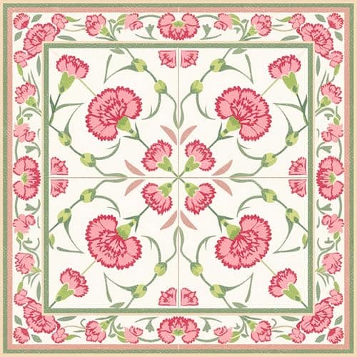 HOMETITUTE 10PCS 12x12 Inch Pink Carnation Floral Pattern Floor Tiles Peel and Stick Removable Self Adhesive DIY Vinyl Flooring Stickers for Kitchen Bathroom Living Room Entryway Home Decor