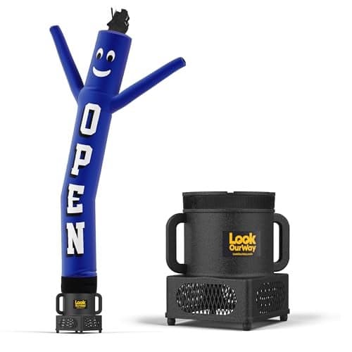 LookOurWay Air Dancers Inflatable Tube Man Set - 7ft Tall Wacky Waving Inflatable Dancing Tube Guy with Weather Resistant Blower Business Promotion - Open Blue