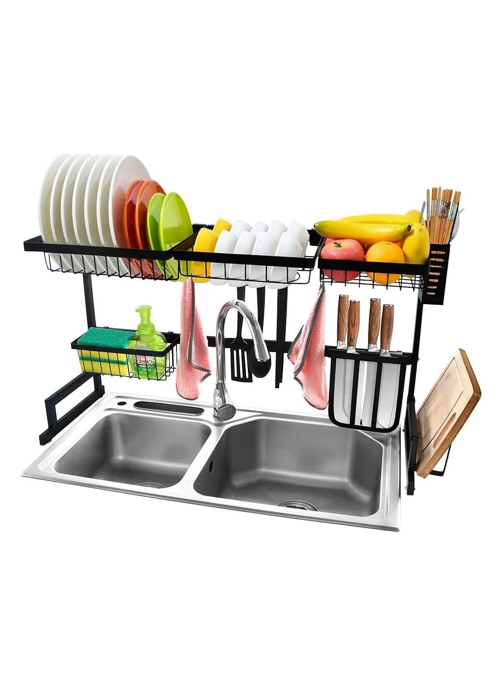Kitchen Organizer Dish Rack Over Sink Cutlery Utensils Washing Cutlery Holder Draining Board Kitchen Storage Dish Drainer Draining Rack