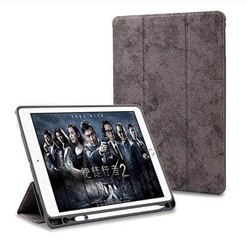 ProElite Smart PU Flip Case Cover for Apple iPad 9.7" 2017 2018 5th Gen/6th Gen Air 1 Air 2 (A1893/A1954) (Grey) with Pencil Holder