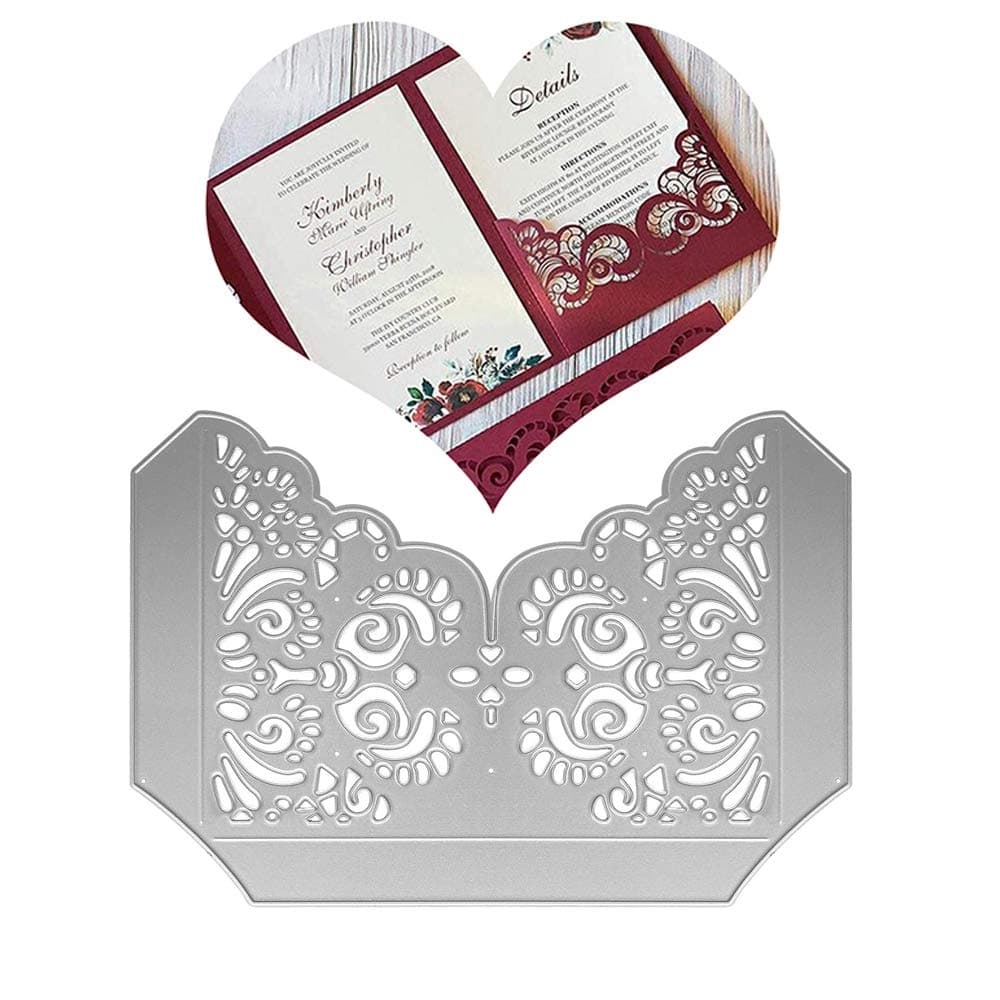 Metal Flower Wedding Invitation Card Base Cutting Dies Laser Cut Invitations Die Cuts Embossing Stencils Template Mould for Card Scrapbooking and DIY Craft Album Paper Card Decor