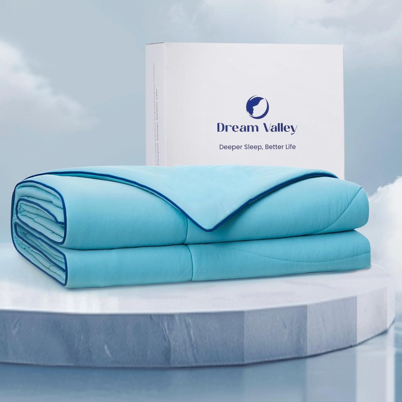 Dream Valley® Outlast® Cooling Comforter, All Season Full/Queen NASA-Grade Technology Cooling Blanket for Hot Sleepers Night Sweats, Q-Max > 0.45 Aerocool™ Breathable, Dream Blue, 90"x90"