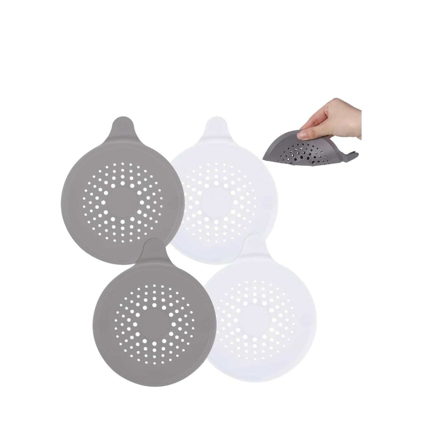 Shower Drain Hair Catcher, 4 Pcs Silicone Drain Protector, Sink Strainer Protector, with Suction Cups Strainer Trap, Strainer Plug Trap Filter Drain Covers for Sinks Bathroom, Bathtub, Kitchen